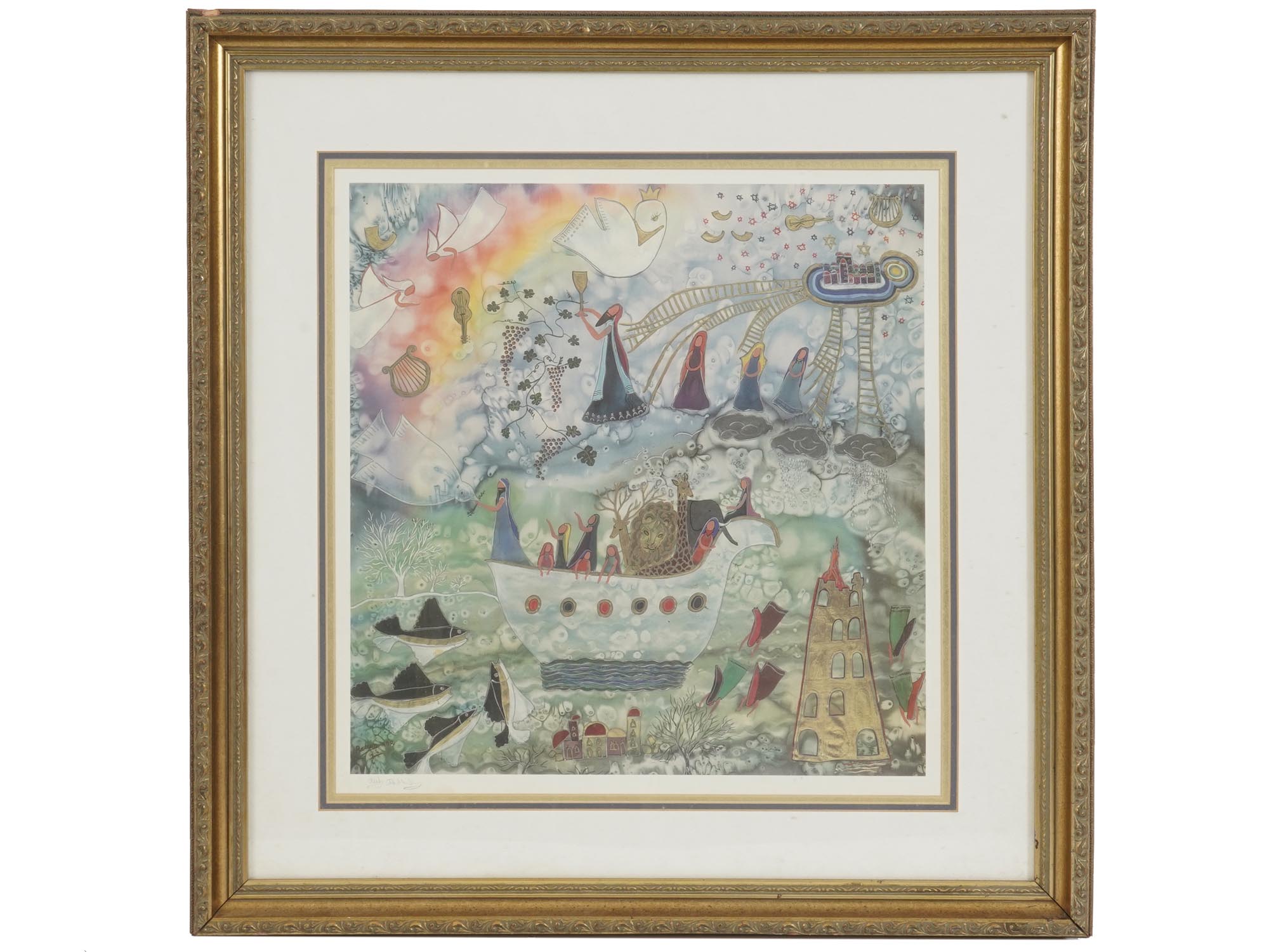 NOAHS ARK MIXED MEDIA PAINTING BY RIKY ROTHENBERG